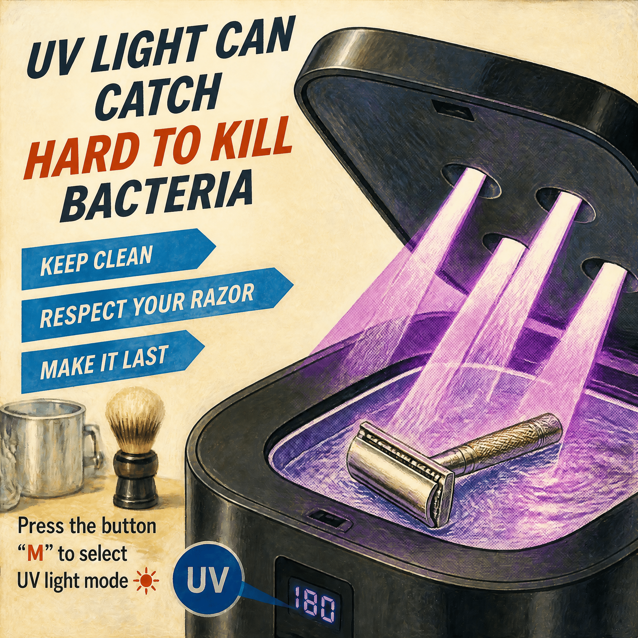 Razor Bath - Anti-Rust, Anti-Dull Ultra Sonic Cleaner - WRAYDOM