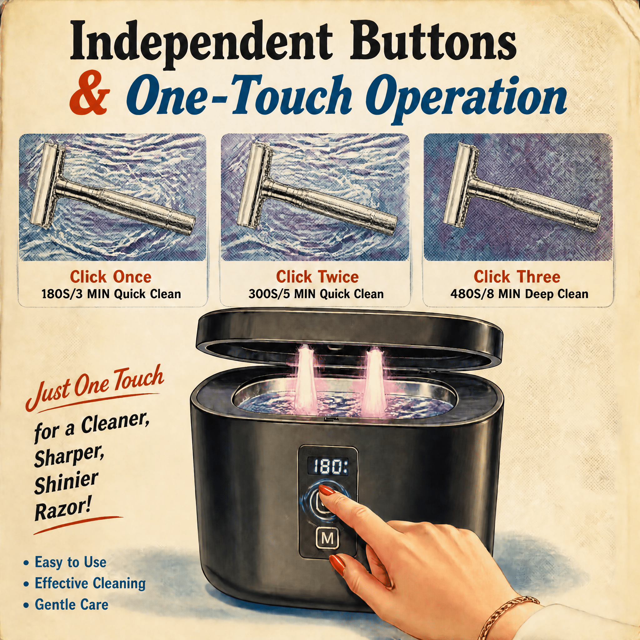 Razor Bath - Anti-Rust, Anti-Dull Ultra Sonic Cleaner - WRAYDOM